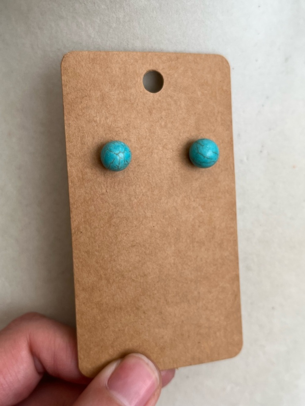 14k gold Howlite carved ball bead studs